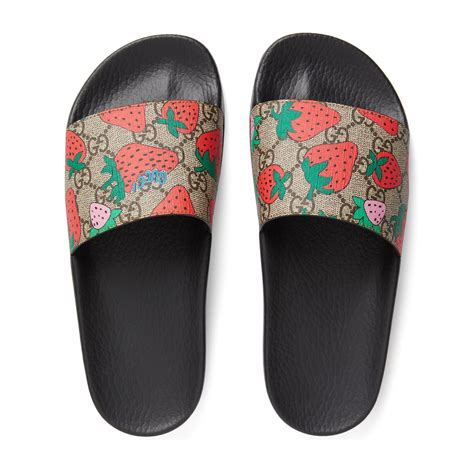 floral women gucci slides|gucci slides with strawberry.